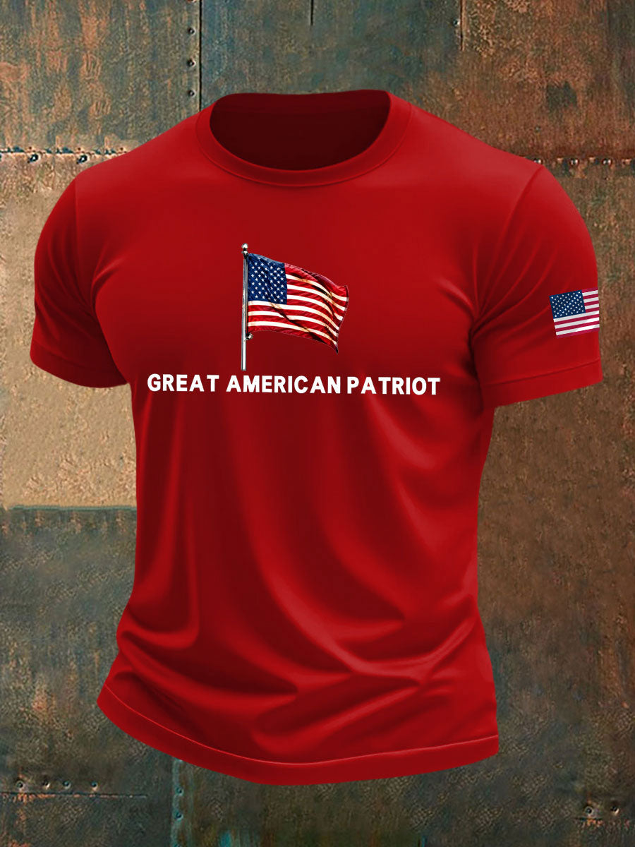 Men's Gerat American Pataiot Printed imitation cotton short-sleeved T-shirt