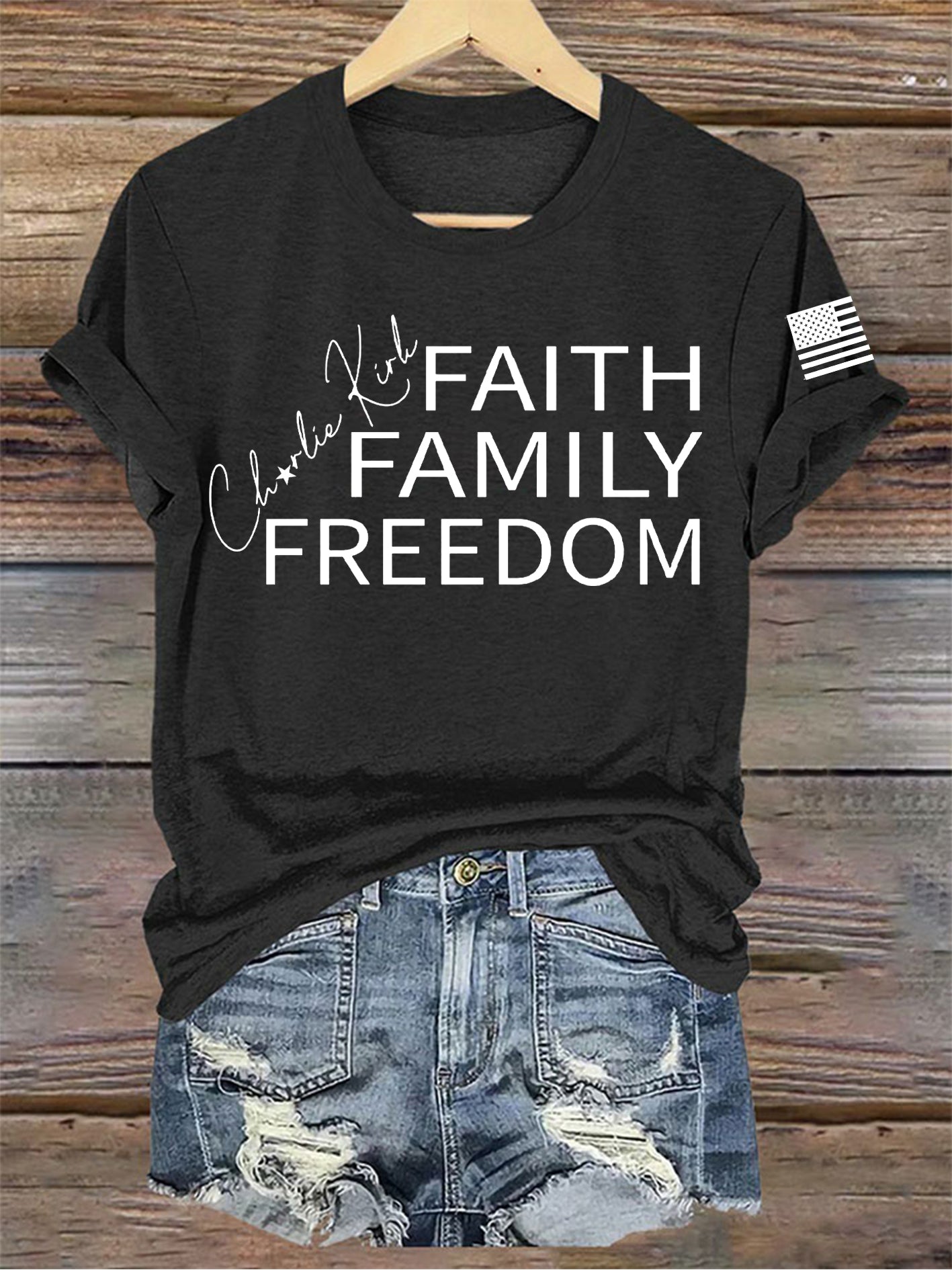Women's Charlie Kirk Printed V-neck T-shirt