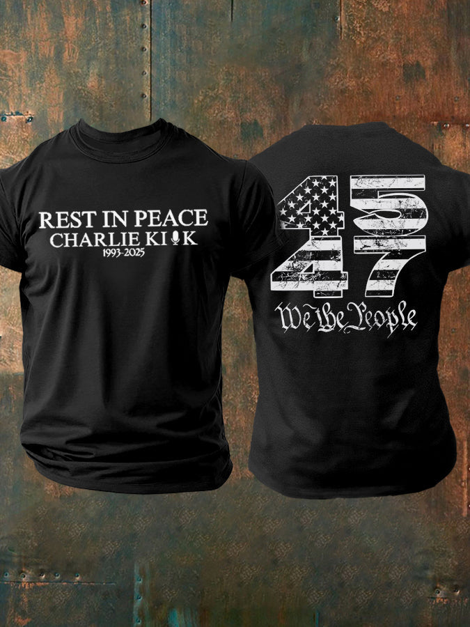 Men's Rest In Peace Charlie Kirk Point Printed T-shirt