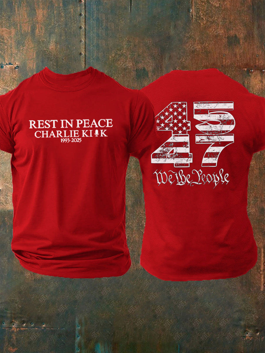 Men's Rest In Peace Charlie Kirk Point Printed T-shirt