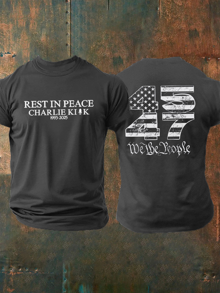 Men's Rest In Peace Charlie Kirk Point Printed T-shirt