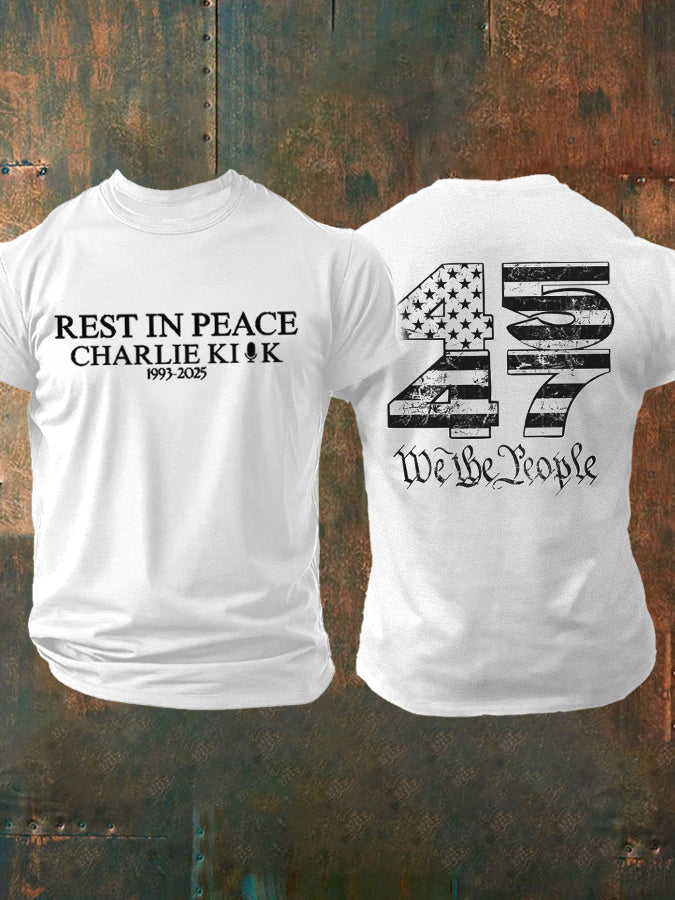 Men's Rest In Peace Charlie Kirk Point Printed T-shirt