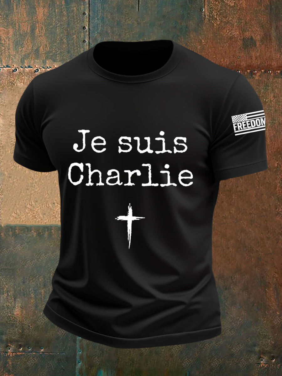 Men's Je Suis Charlie A True Patriot R.I.P Charlie Kirk Tee