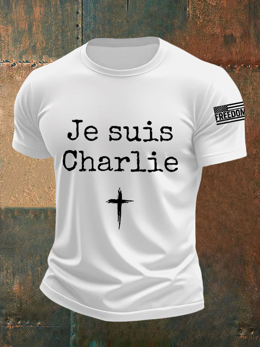 Men's Je Suis Charlie A True Patriot R.I.P Charlie Kirk Tee