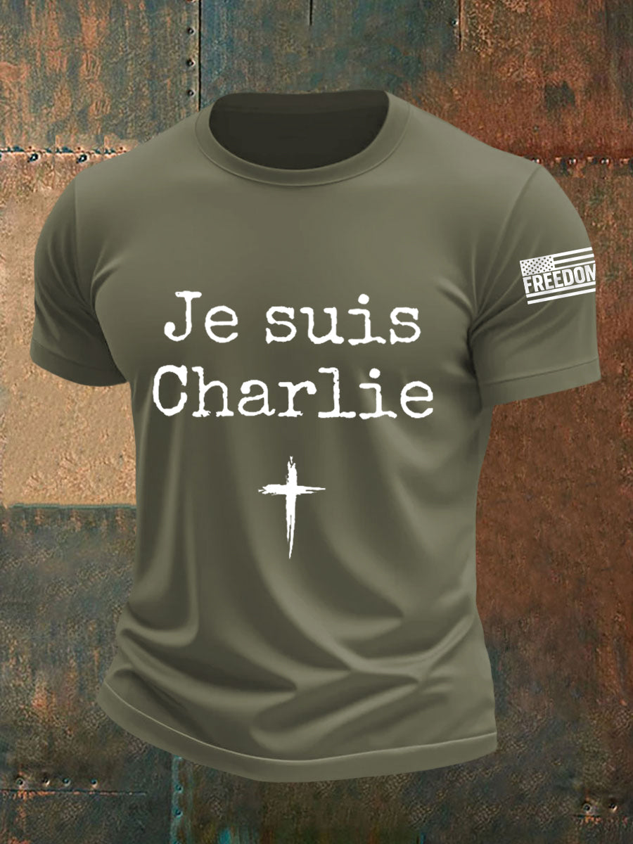 Men's Je Suis Charlie A True Patriot R.I.P Charlie Kirk Tee