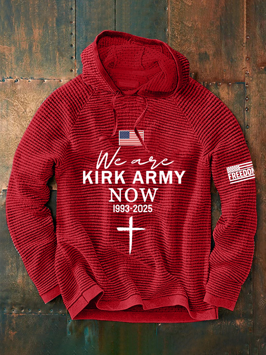 Men's We Are Kirk Army Now! R.I.P Charlie Kirk Waffle Hoodie