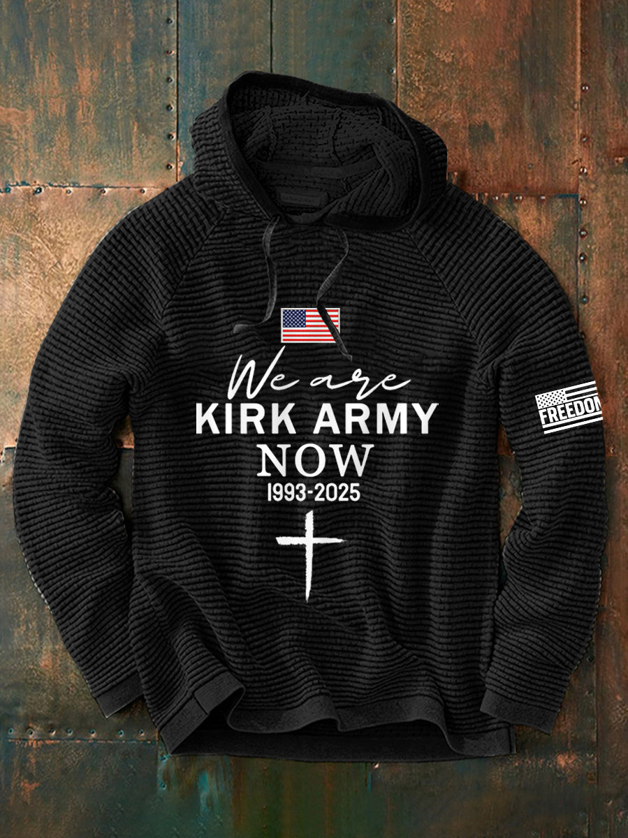 Men's We Are Kirk Army Now! R.I.P Charlie Kirk Waffle Hoodie