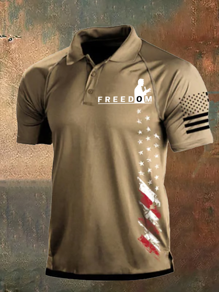 Men's Freedom USA Flag Print Short Sleeves Top