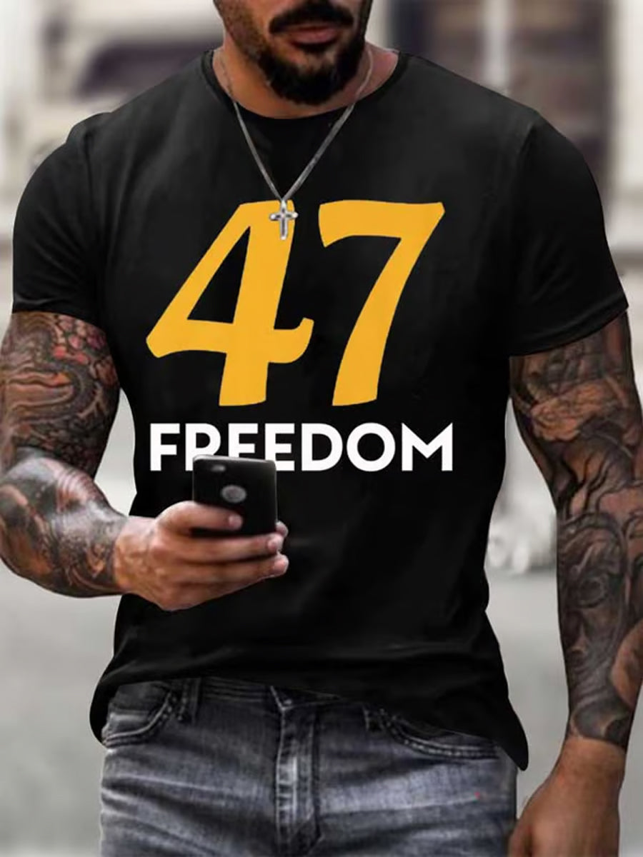 Men's Vintage Charlie Kirk American Flag Print Commemorative T-Shirt
