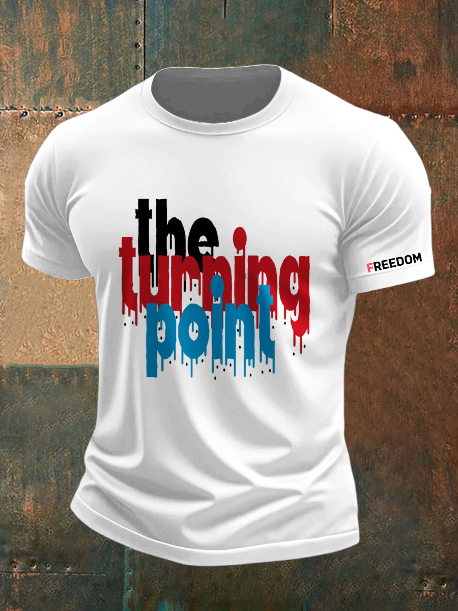 Men's Charlie Kirk Freedom Printed Vintage Fashion Loose Short Sleeve T-Shirt