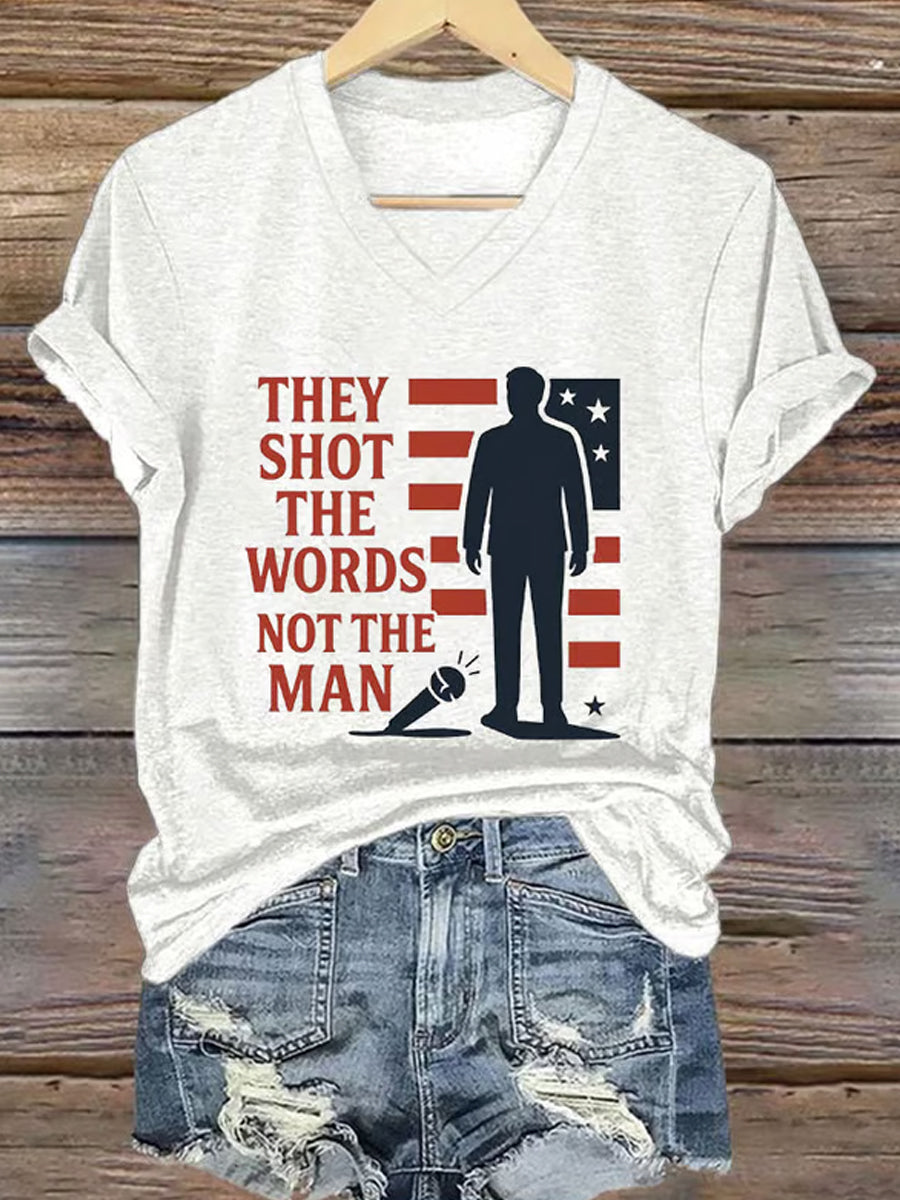 Women's Freedom American Flag Printed Commemorative T-shirt