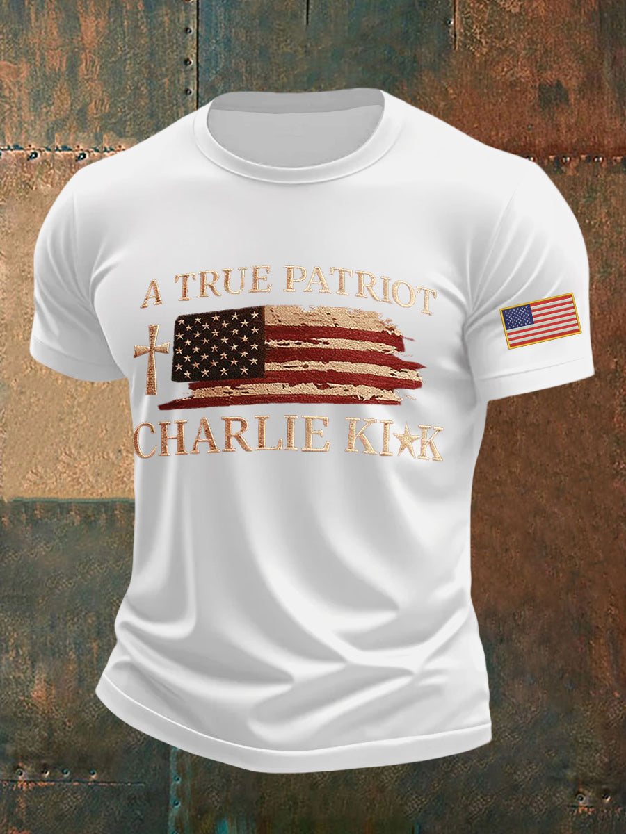 Men's A Ture Patriot Charlie Kirk Printed T-shirt
