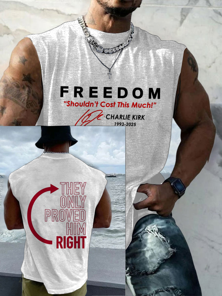Men's Casual Charlie Kirk Freedom Printed Tank Top