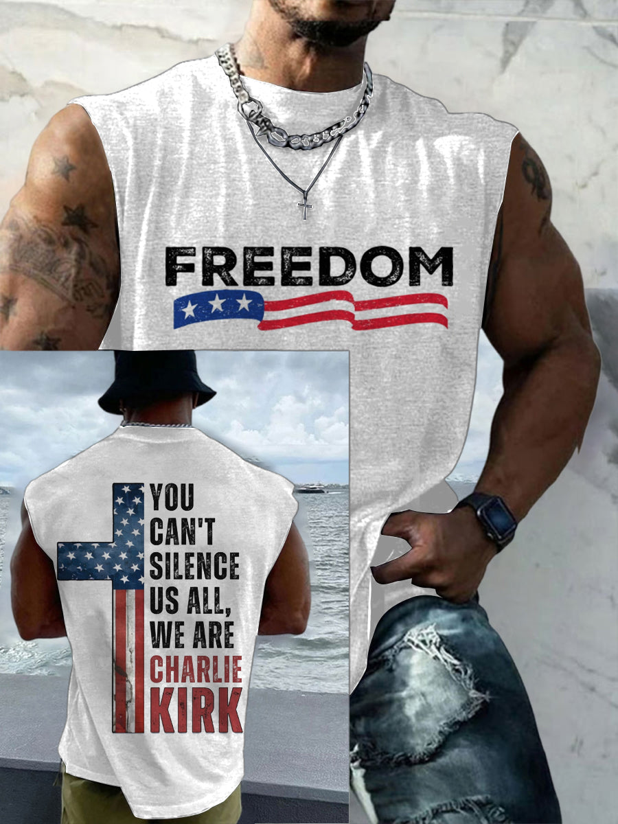Men's Casual Charlie Kirk Freedom Printed Tank Top