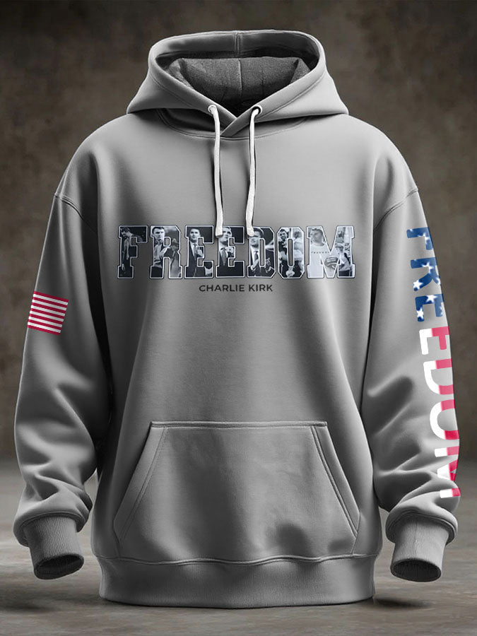 Men's Freedom USA Flag Printed Hoodie