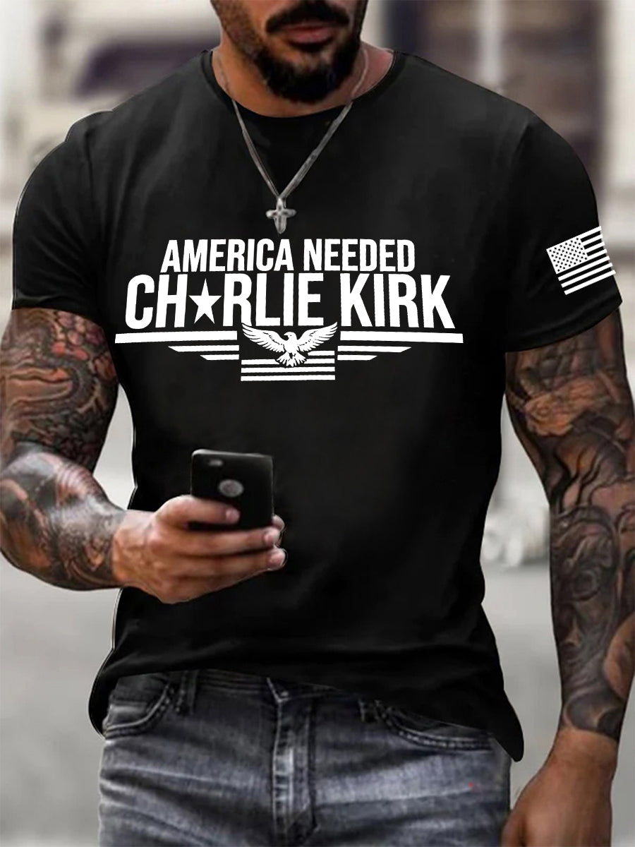 Men's America Needed Charlie Kirk Printed T-shirt