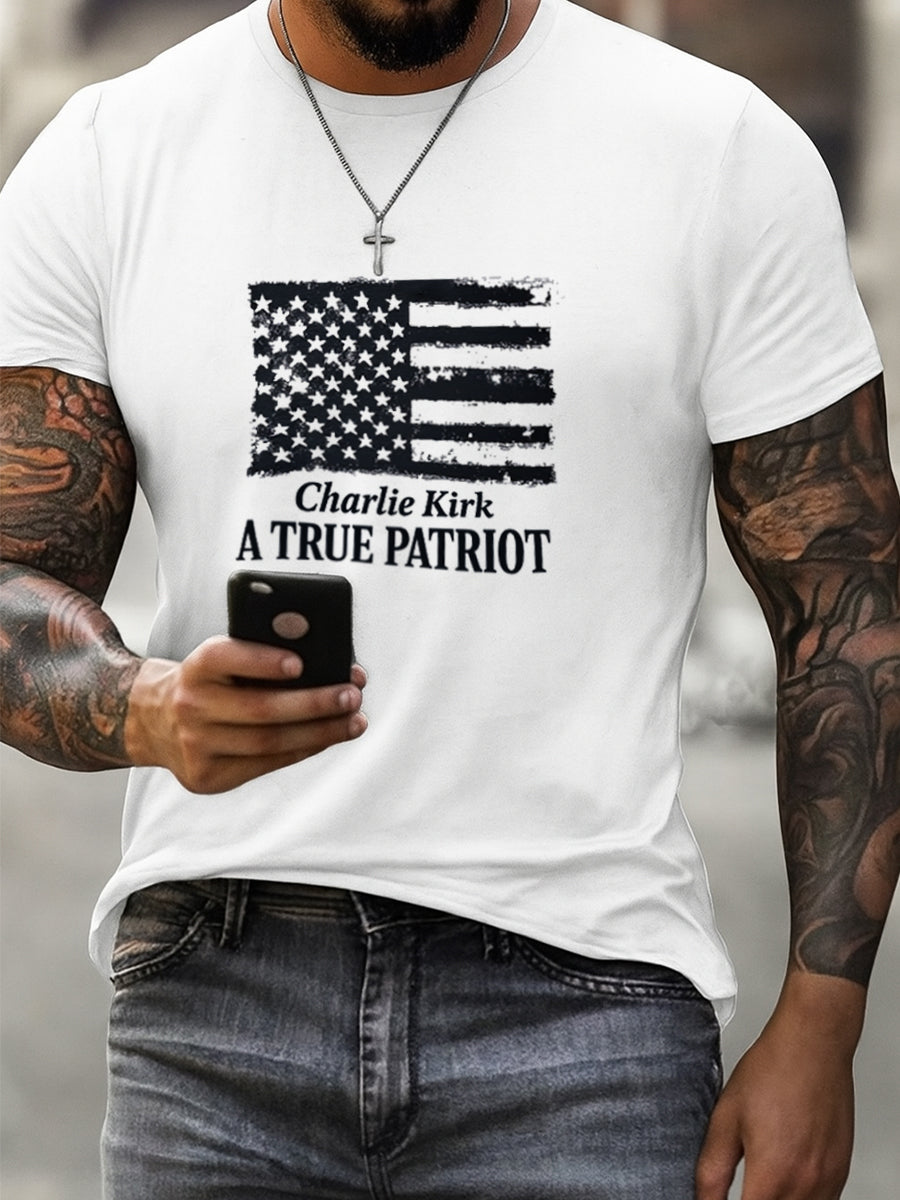 Men's Vintage Artistic Printed Short Sleeve Casual T-Shirt