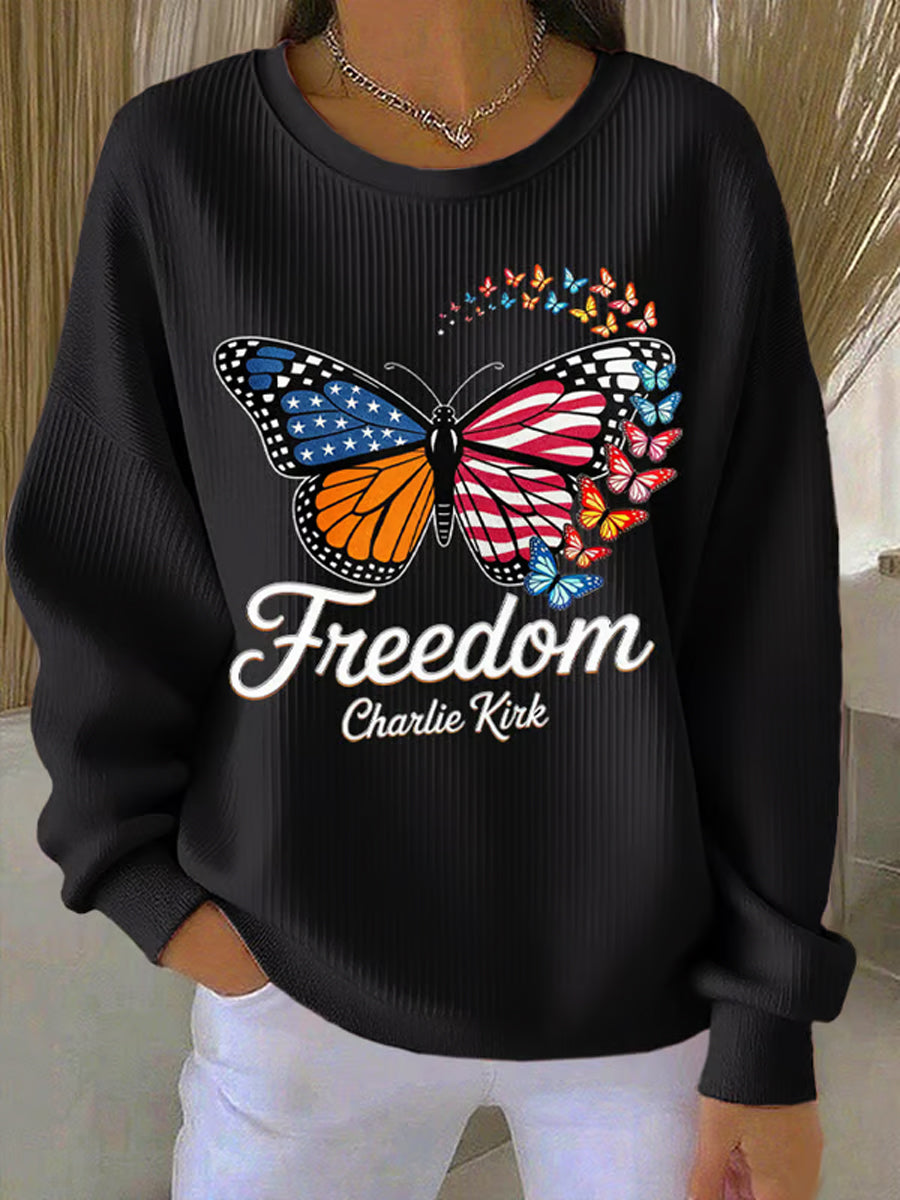 Women's Freedom Isn't Free American flag print casual sweatshirt