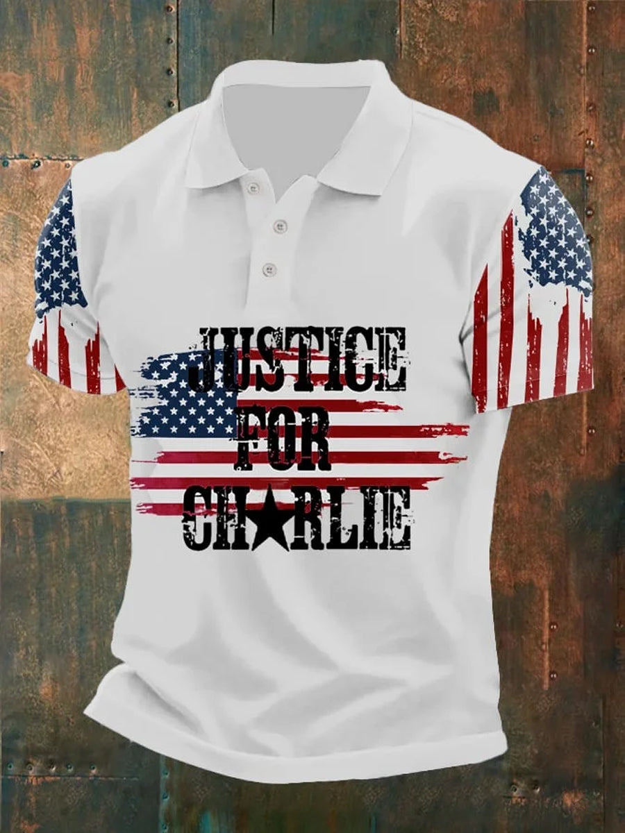 Men's American Turning Point Charlie Kirk Short Sleeve Commemorative Polo Shirt