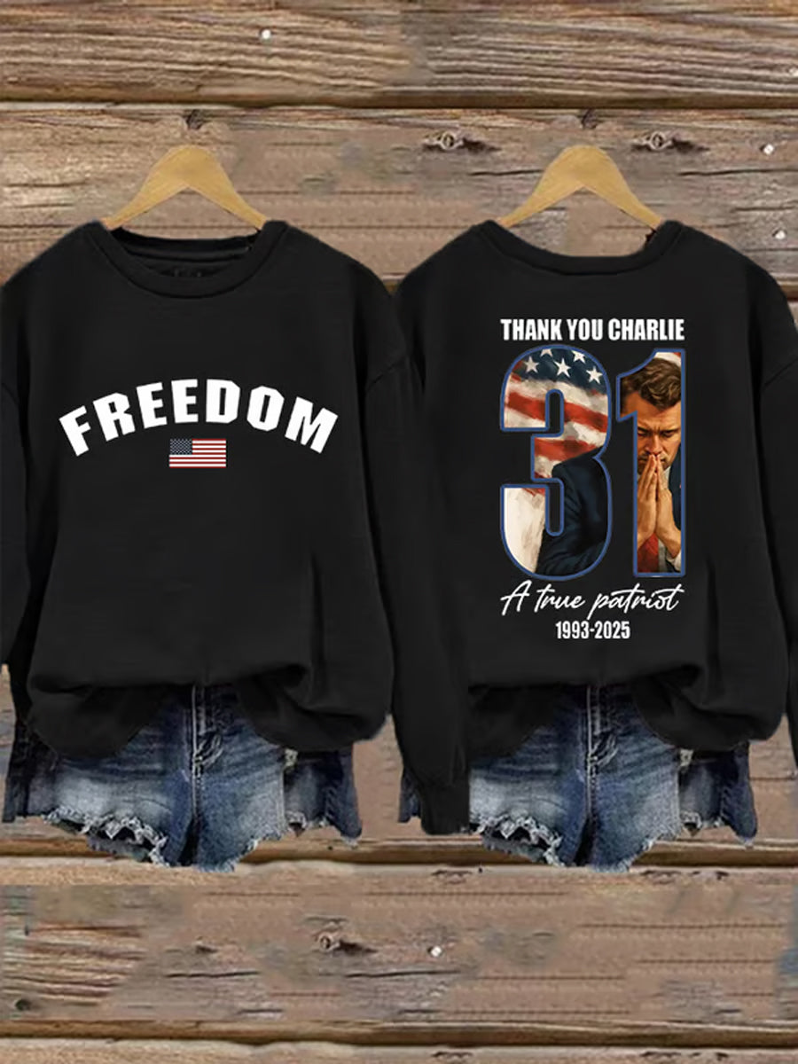 Women's Freedom Isn't Free American flag print casual sweatshirt