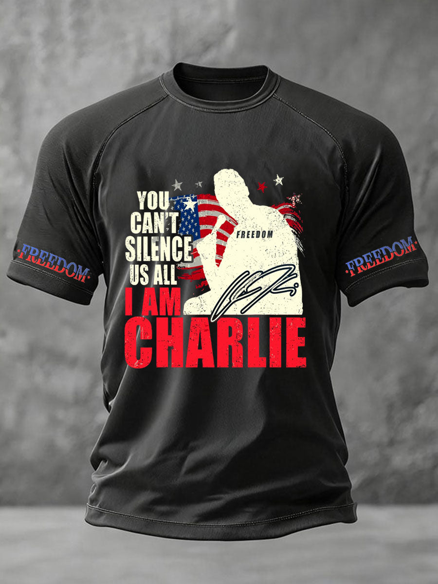 Men's You Can't Silence Us All I Am Charlie Kirk Short Sleeve T-shirt
