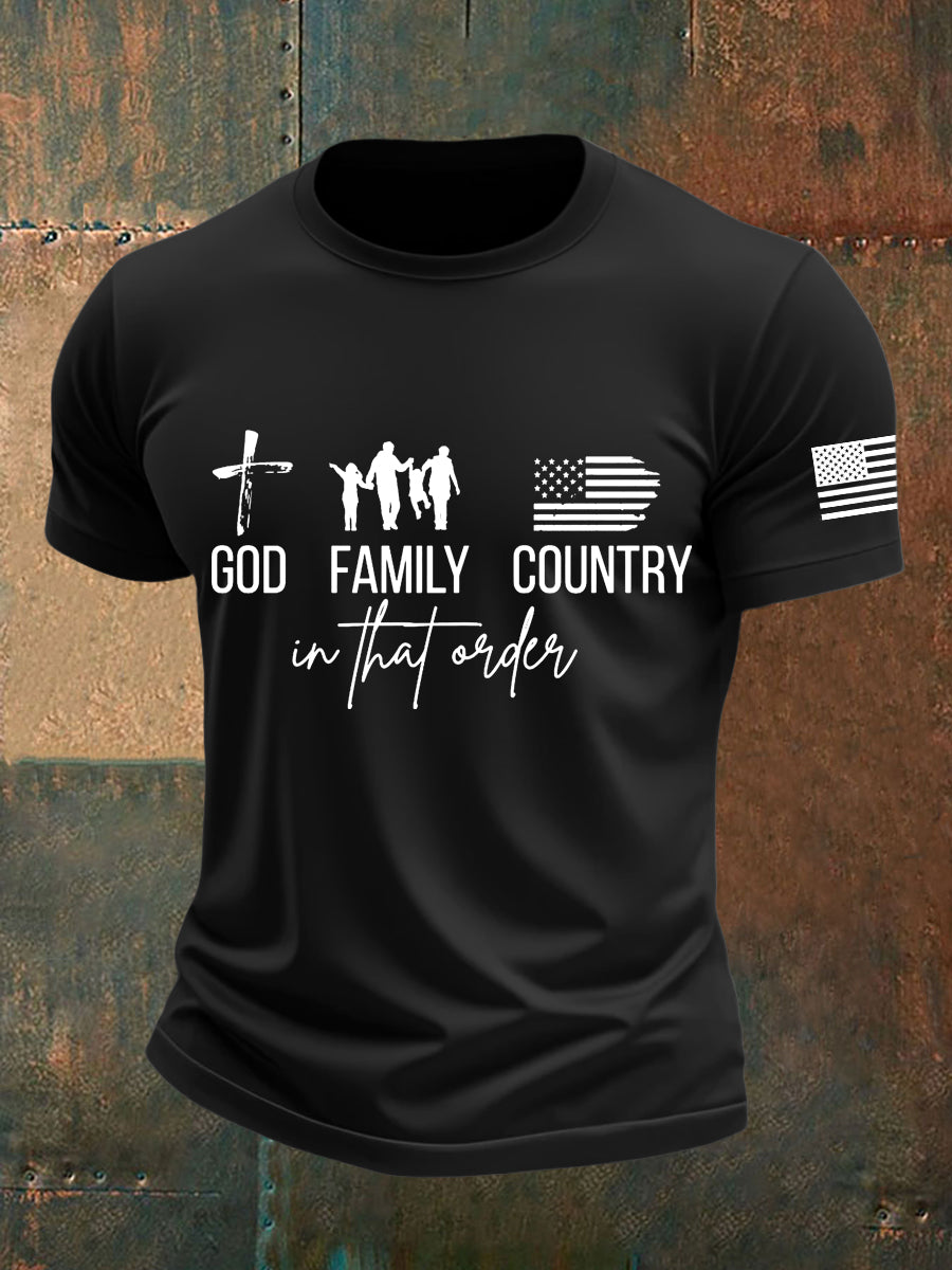 Men's God Family Country Charlie Kirk Printed T-shirt