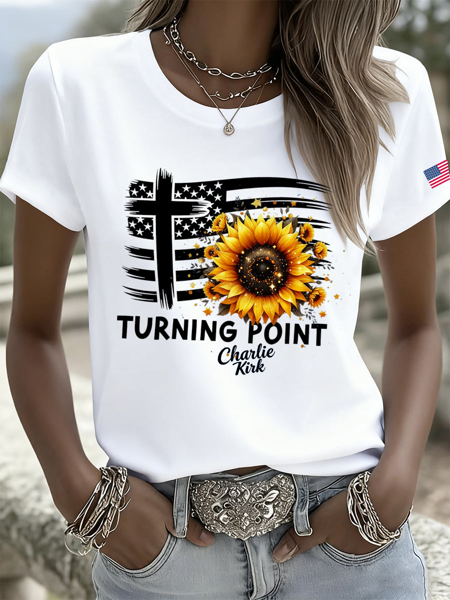 Women's Vintage Freedom American Casual Commemorative Short Sleeve