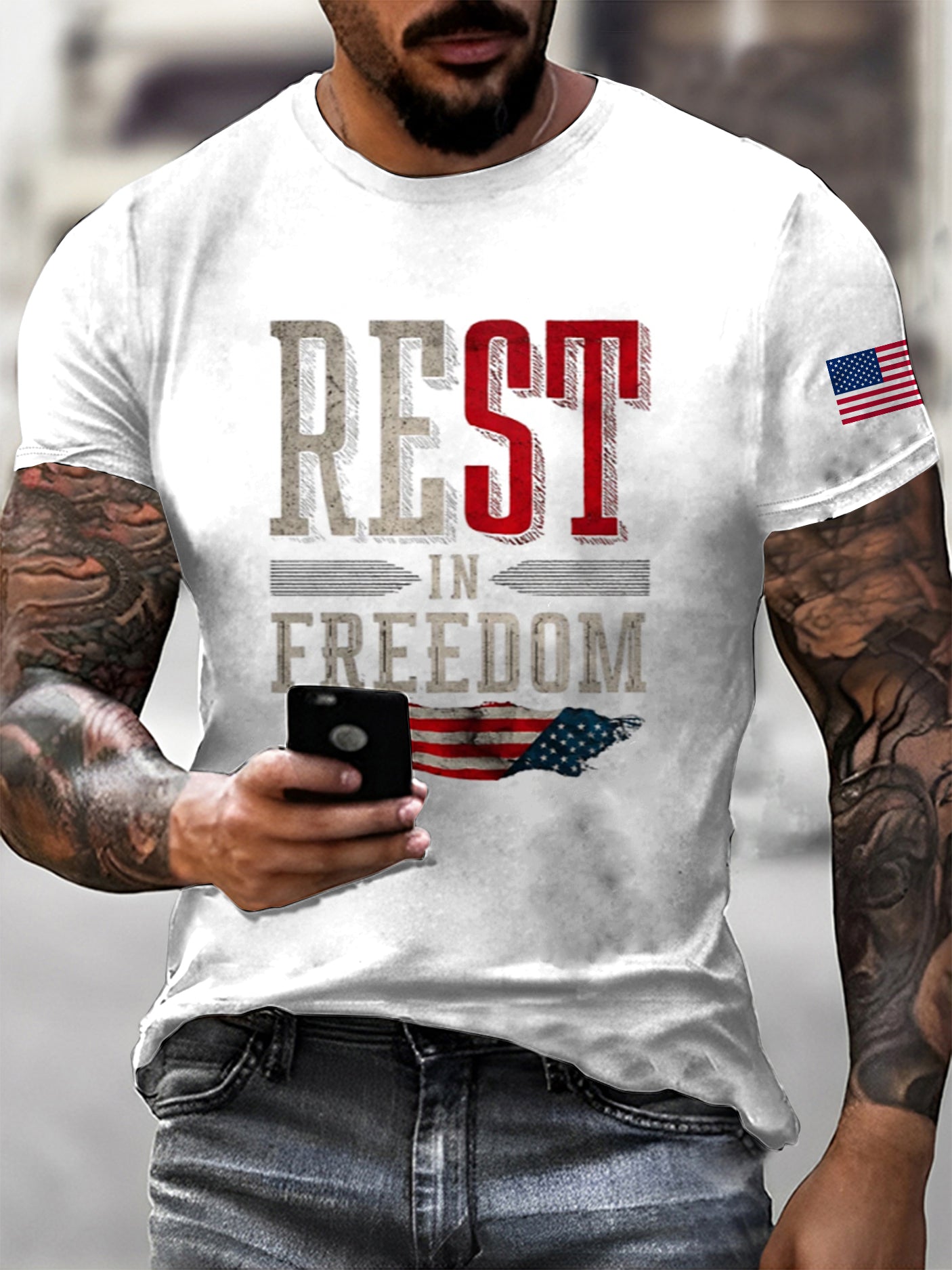 Men's In Memory Of Charlie Kirk Printed Vintage Fashion Loose Short Sleeve T-Shirt