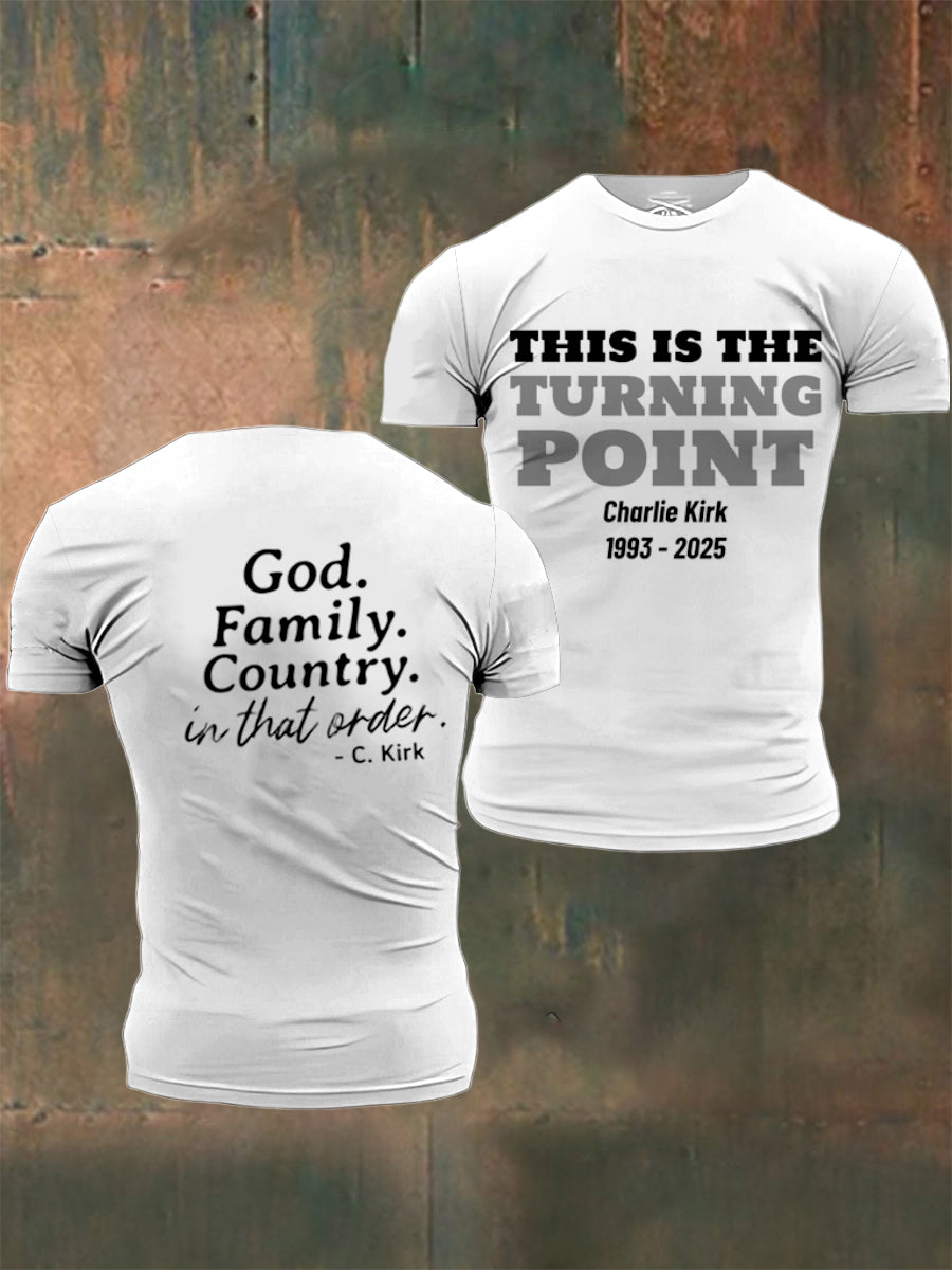 Men's In Memory Of Charlie Kirk Printed Vintage Fashion Loose Short Sleeve T-Shirt