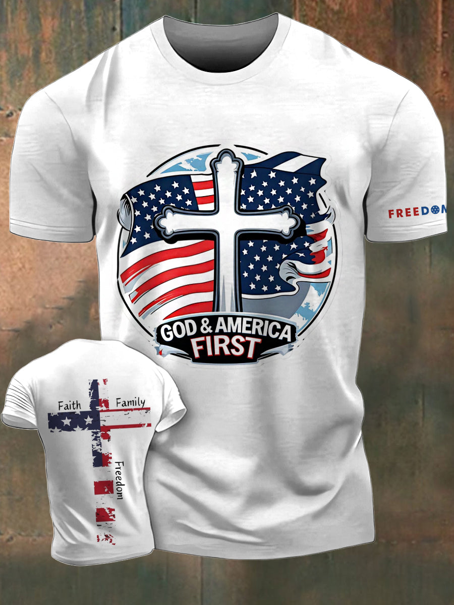 Men's In Memory Of Charlie Kirk Printed Vintage Fashion Loose Short Sleeve T-Shirt