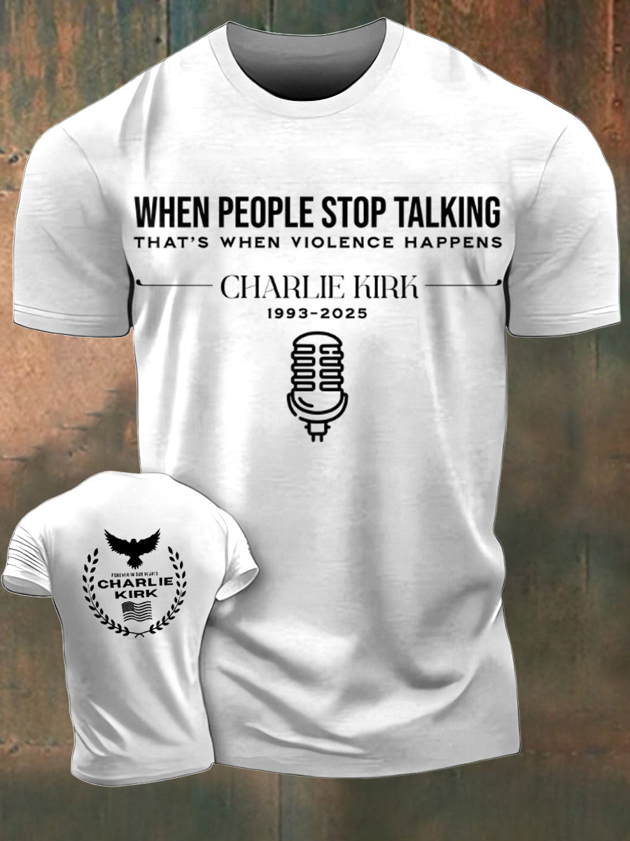 Men's In Memory Of Charlie Kirk Printed Vintage Fashion Loose Short Sleeve T-Shirt