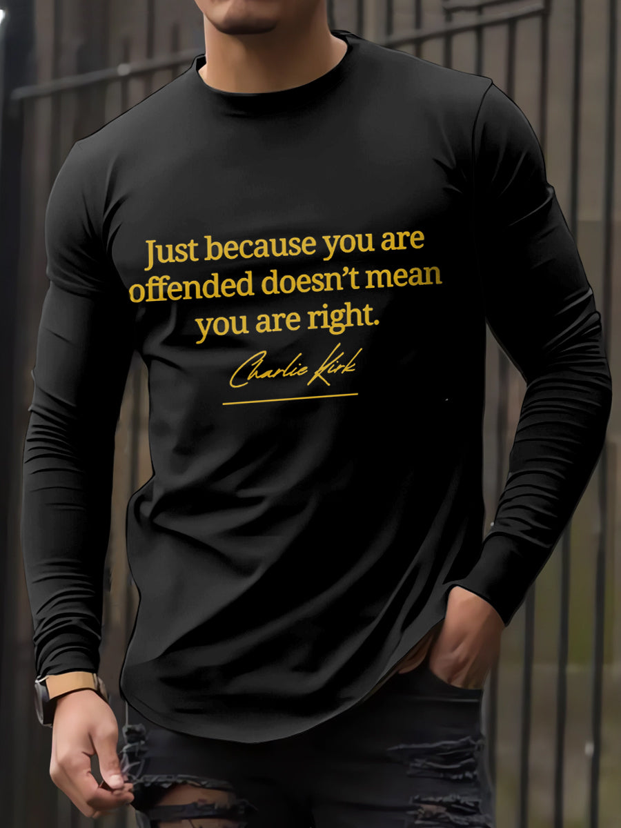 Men's In Memory Of Charlie Kirk Printed Long Sleeved Round Neck T-shirt