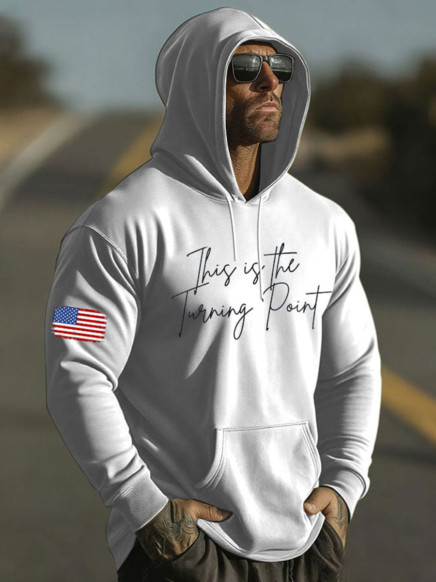 Men's This Is The Turning Point Oversized Drop-Shoulder Hoodie With Pockets