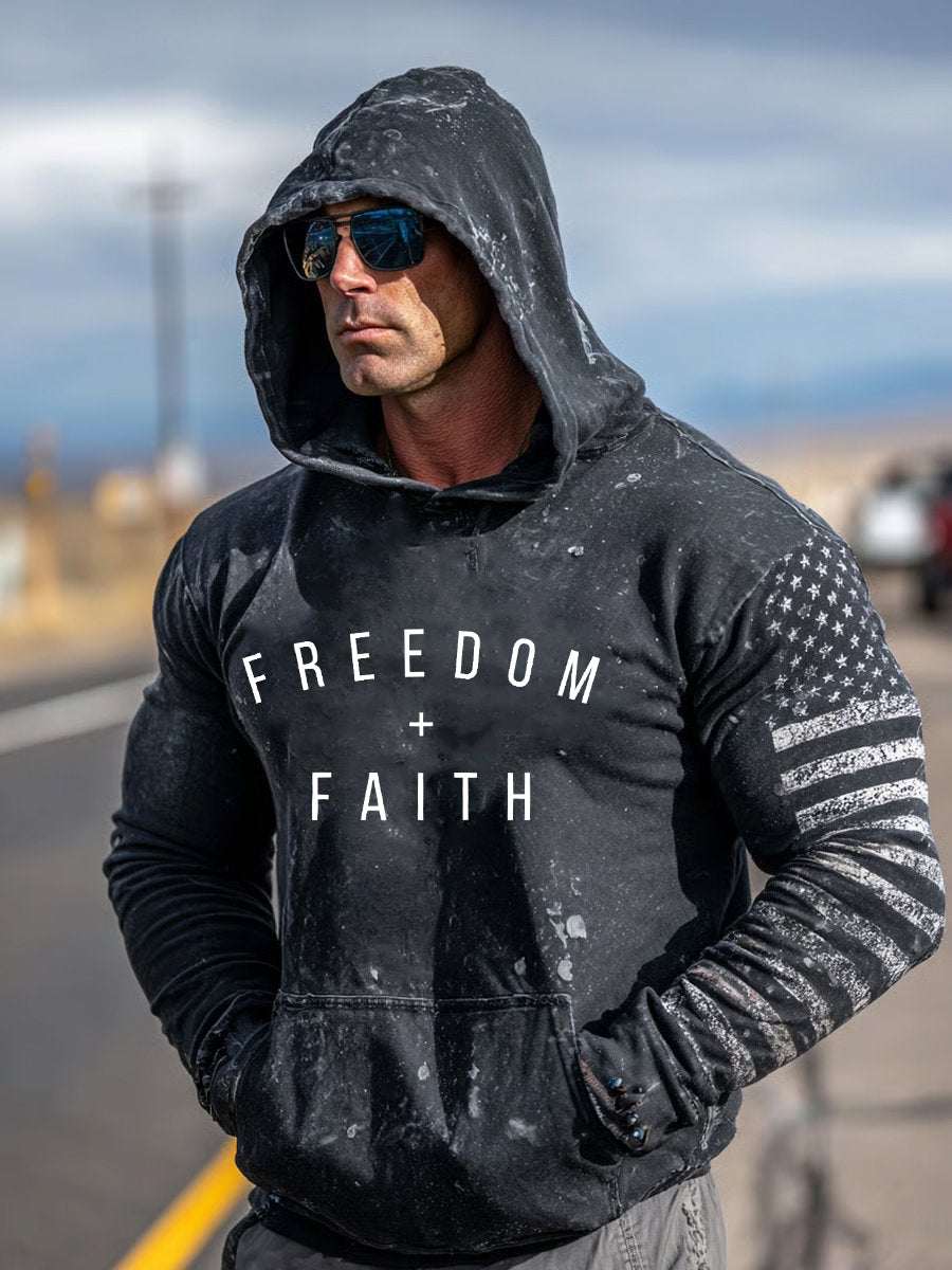 Men's Freedom Faith Printed Casual Hoodie