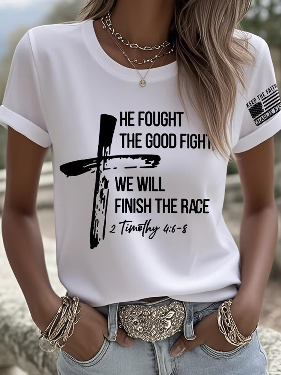 Women's Freedom American Flag Printed Commemorative T-shirt