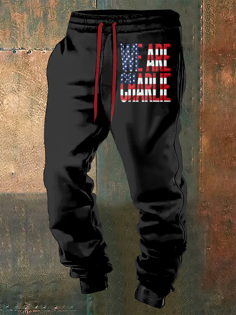 Men's Charlie Kirk Freedom Printed Drawstring Pants
