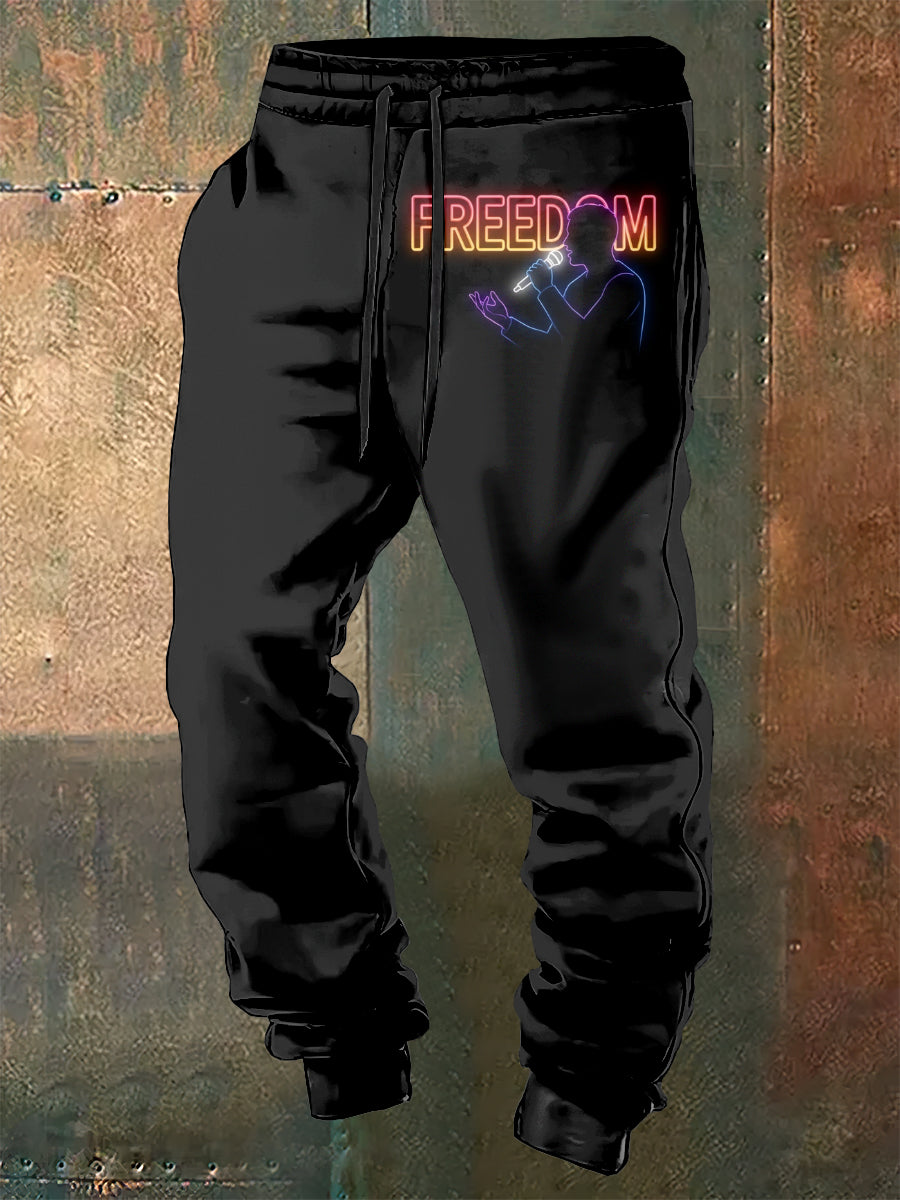 Men's Charlie Kirk Freedom Printed Drawstring Pants