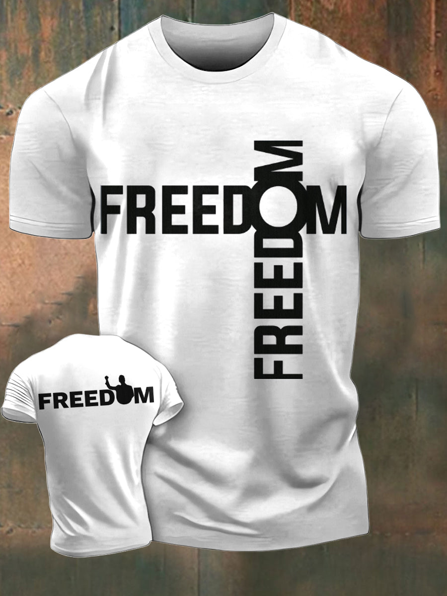 Men's Charlie Kirk Freedom Printed Vintage Fashion Loose Short Sleeve T-Shirt