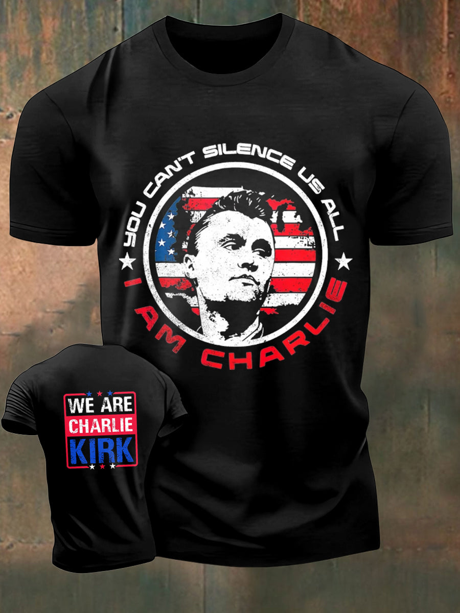 Men's Charlie Kirk Freedom Printed Vintage Fashion Loose Short Sleeve T-Shirt