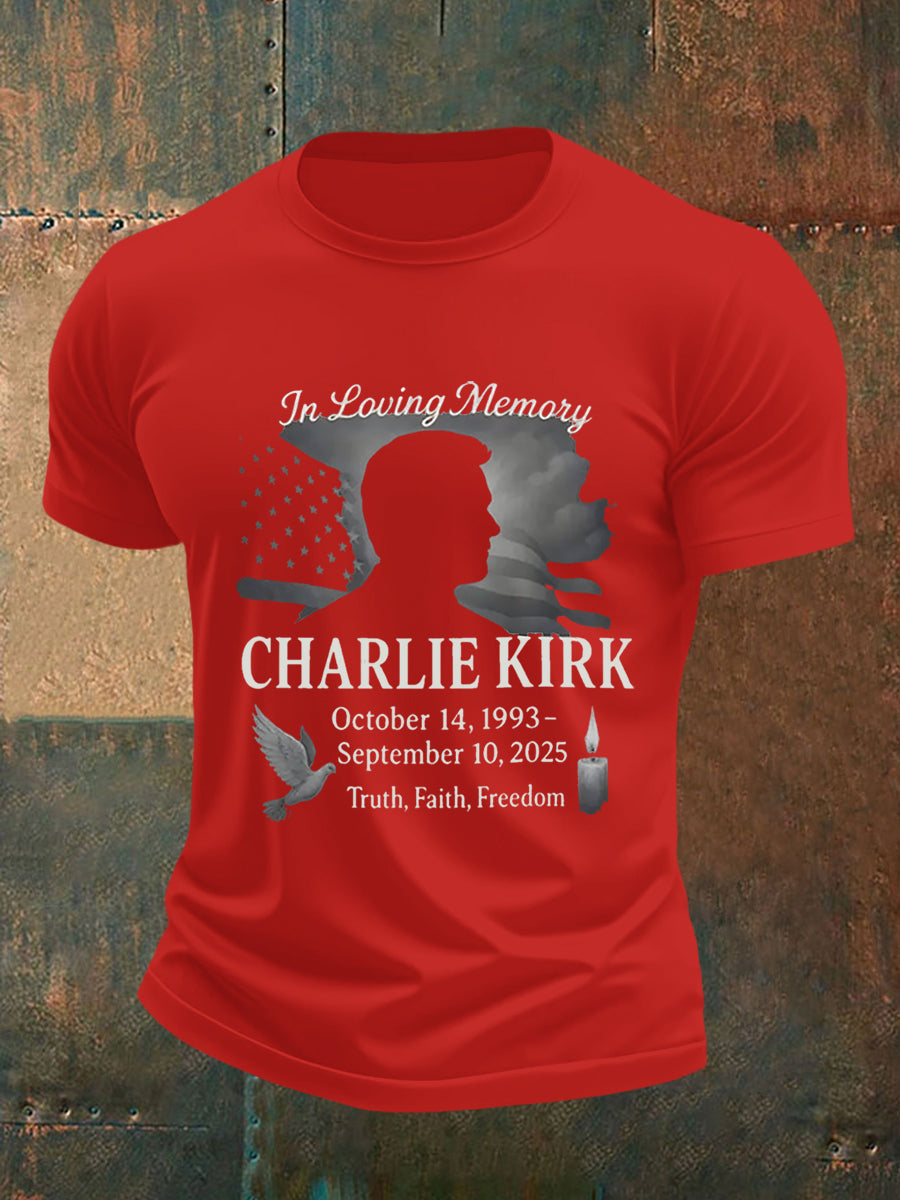 Men's In Loving Memory CHARLIE KIRK October 14, 1993-September 10, 2025 Truth, Faith, Freedom T-shirt