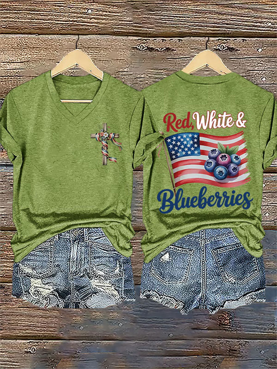 Women's Red White & Blueberries Casual T-Shirt