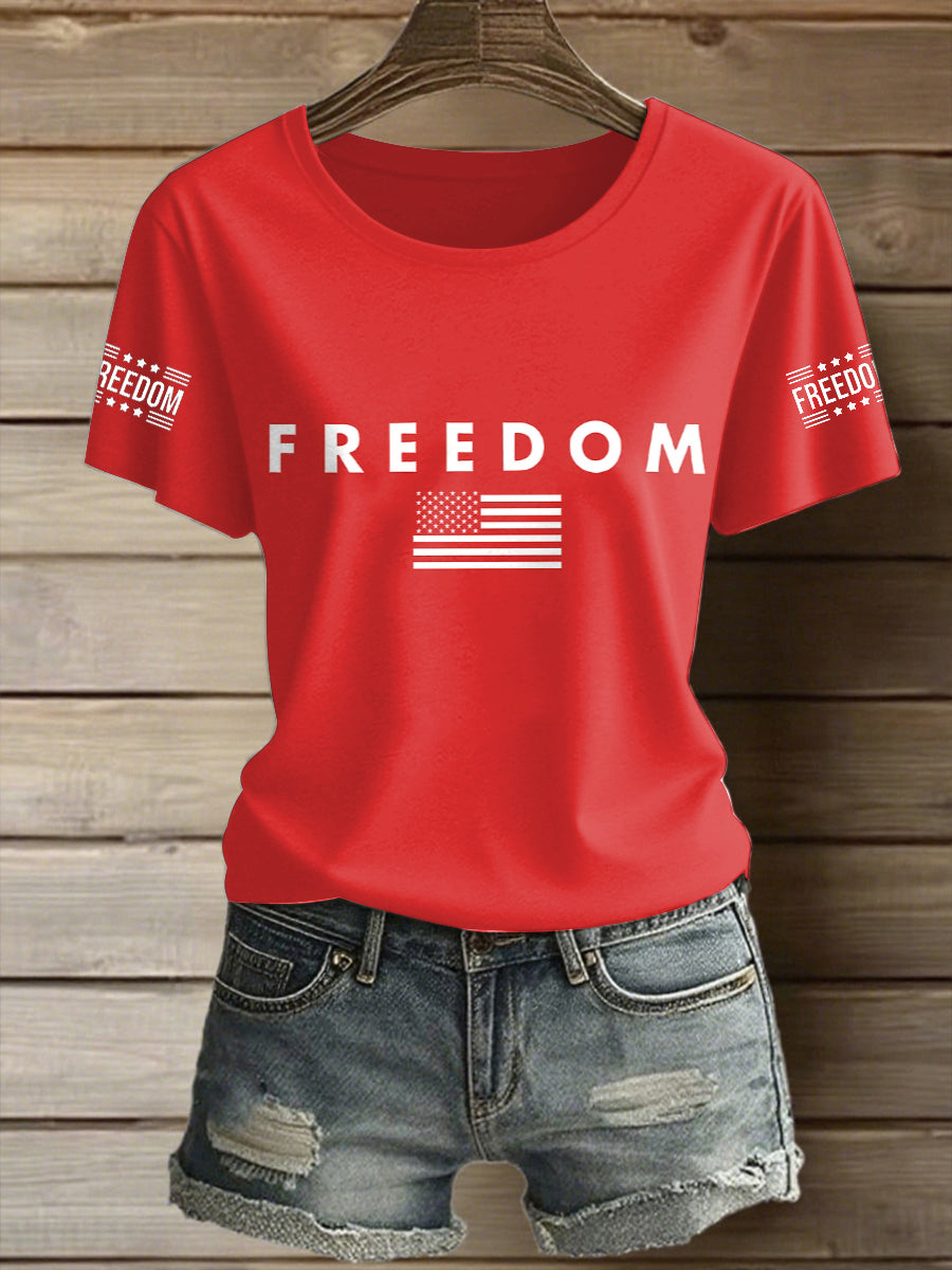 Women's Charlie Kirk Freedom Printed Vintage Fashion Loose Short Sleeve T-Shirt