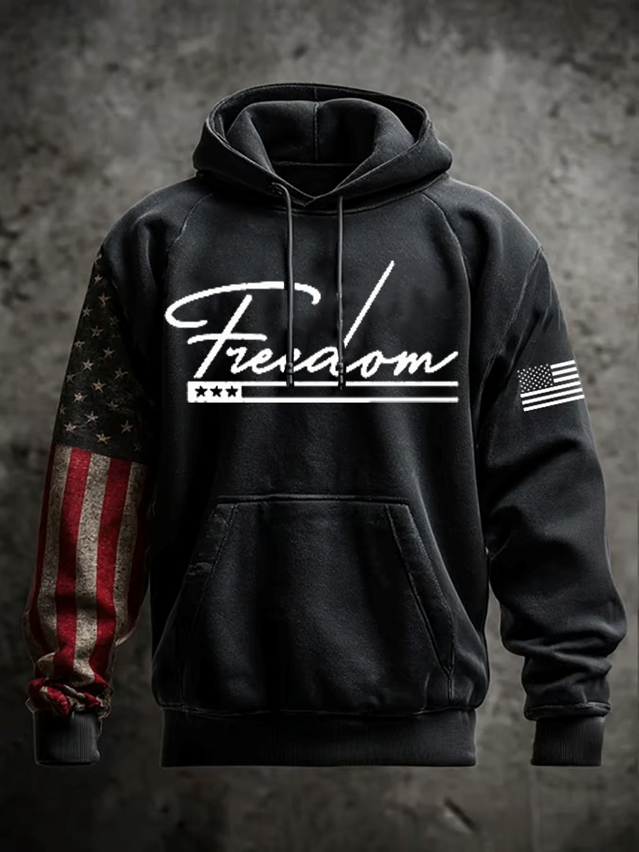 Men's Freedom Printed Long Sleeve Hoodie