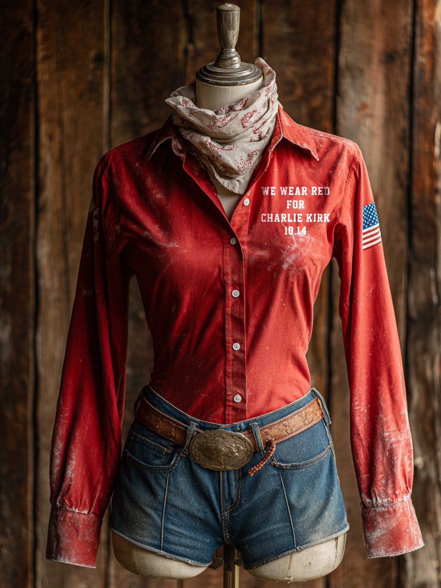 Women’s Western Style: We wear red for Charlie Kirk 10.14 shirts
