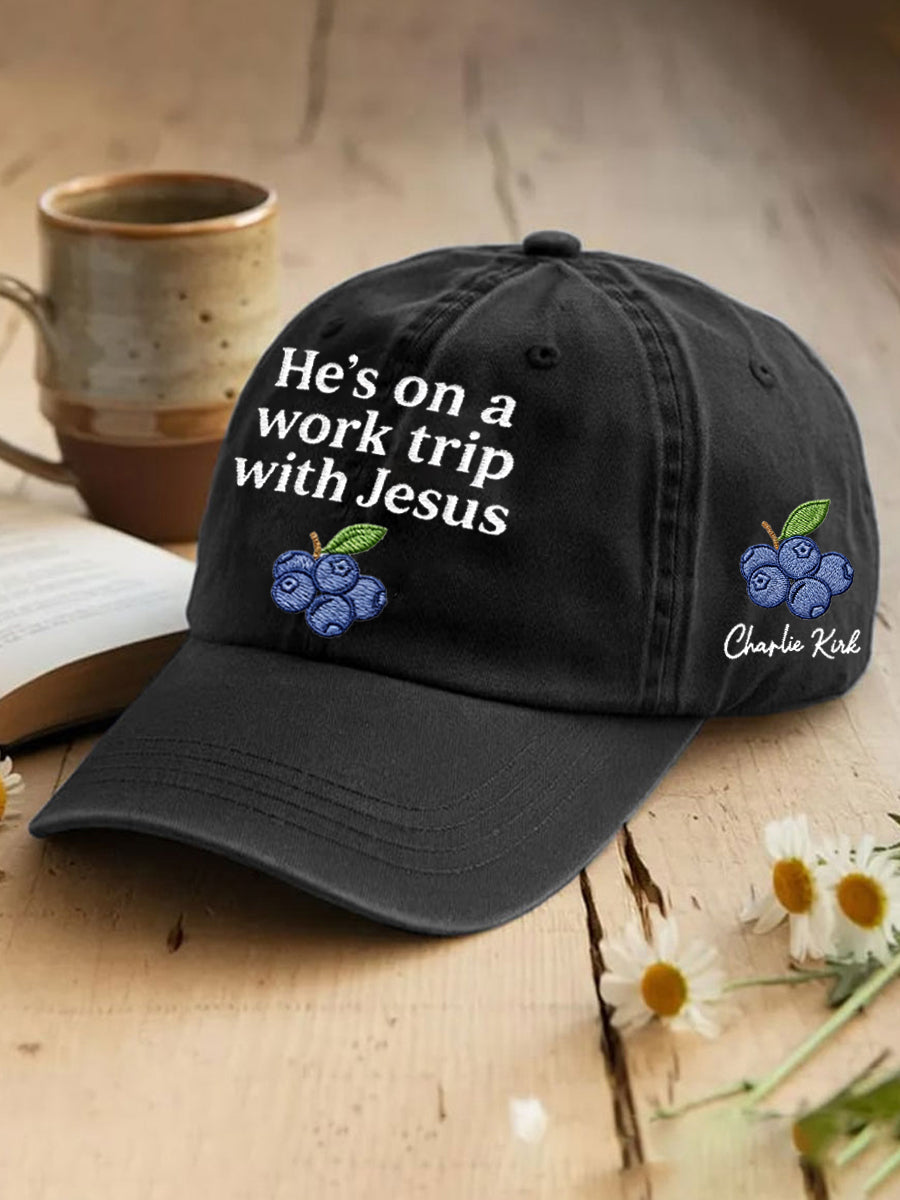 Unisex He's On A Work Trip With Jesus Faith Based Inspired By Erika Kirk, Pray For Charlie Kirk Hat