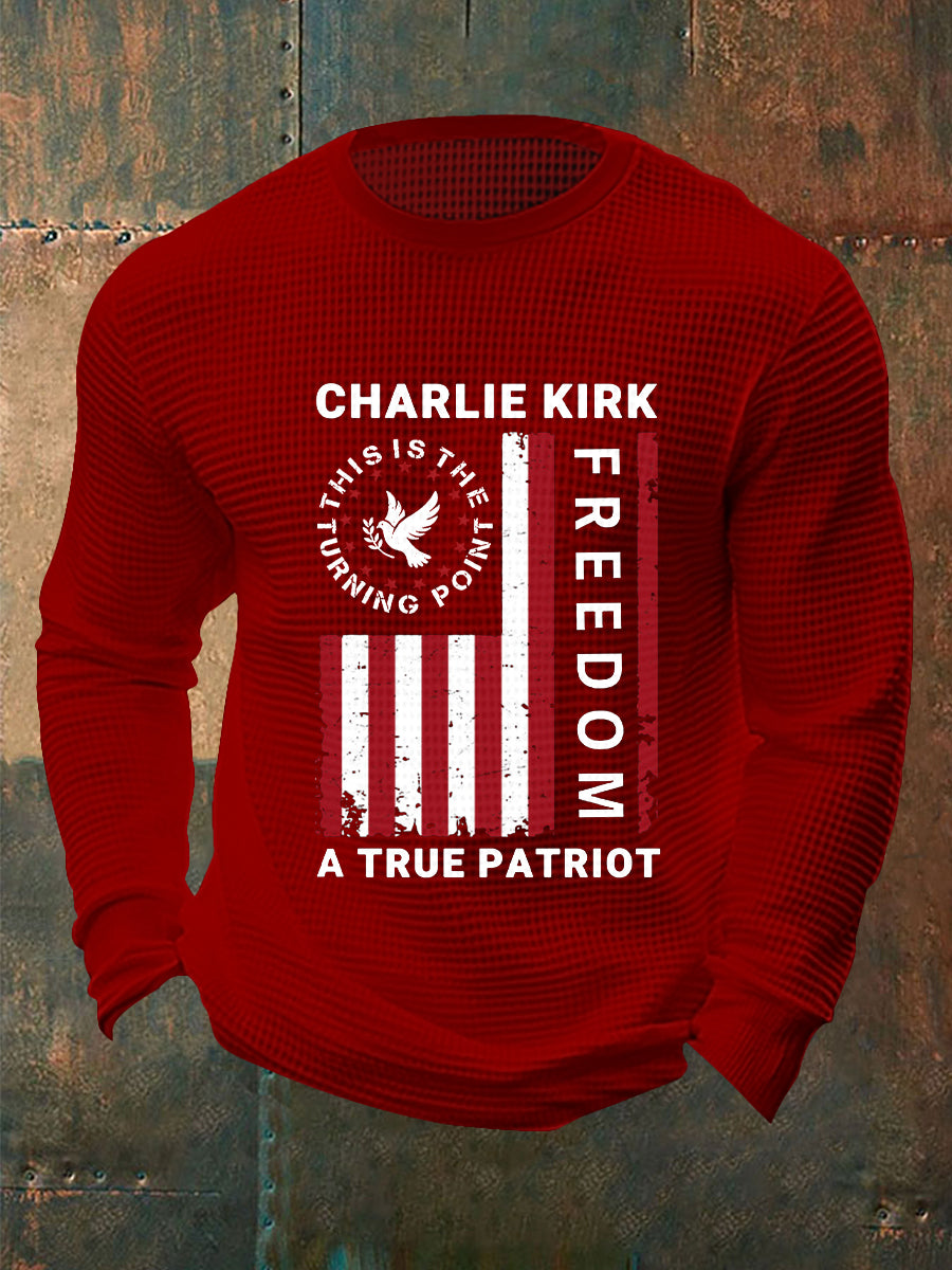 Men's Freedom Is Not Free R.I.P Charlie Kirk Waffle Long Sleeve T-Shirt