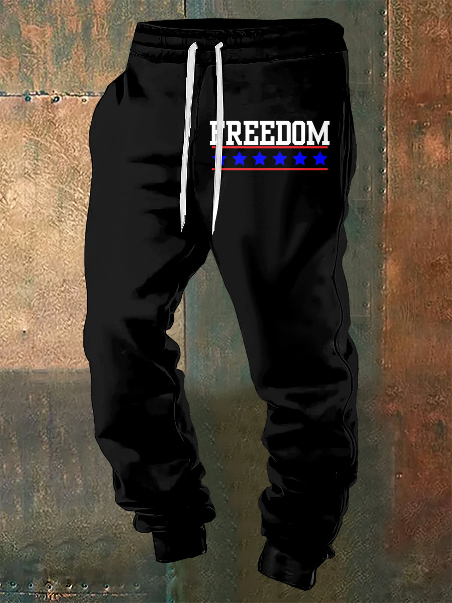 Men's Charlie Kirk Freedom Printed Drawstring Pants