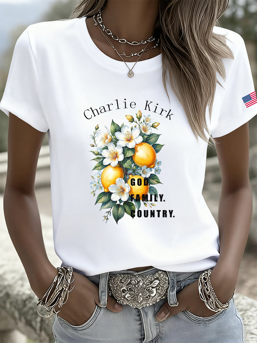 Women's Vintage Freedom American Casual Commemorative Short Sleeve