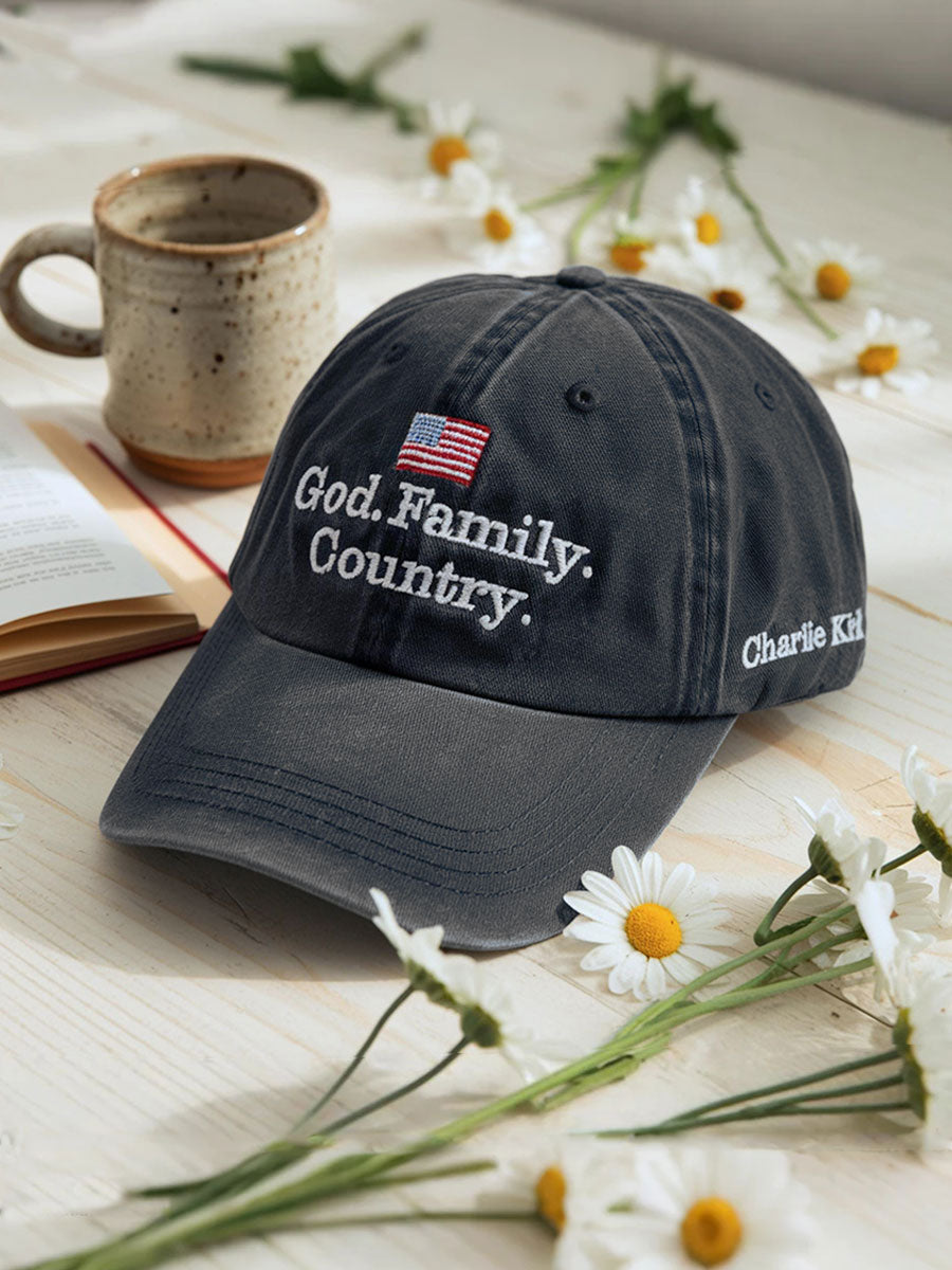 Unisex God Family Country Charlie Kirk Print Hat