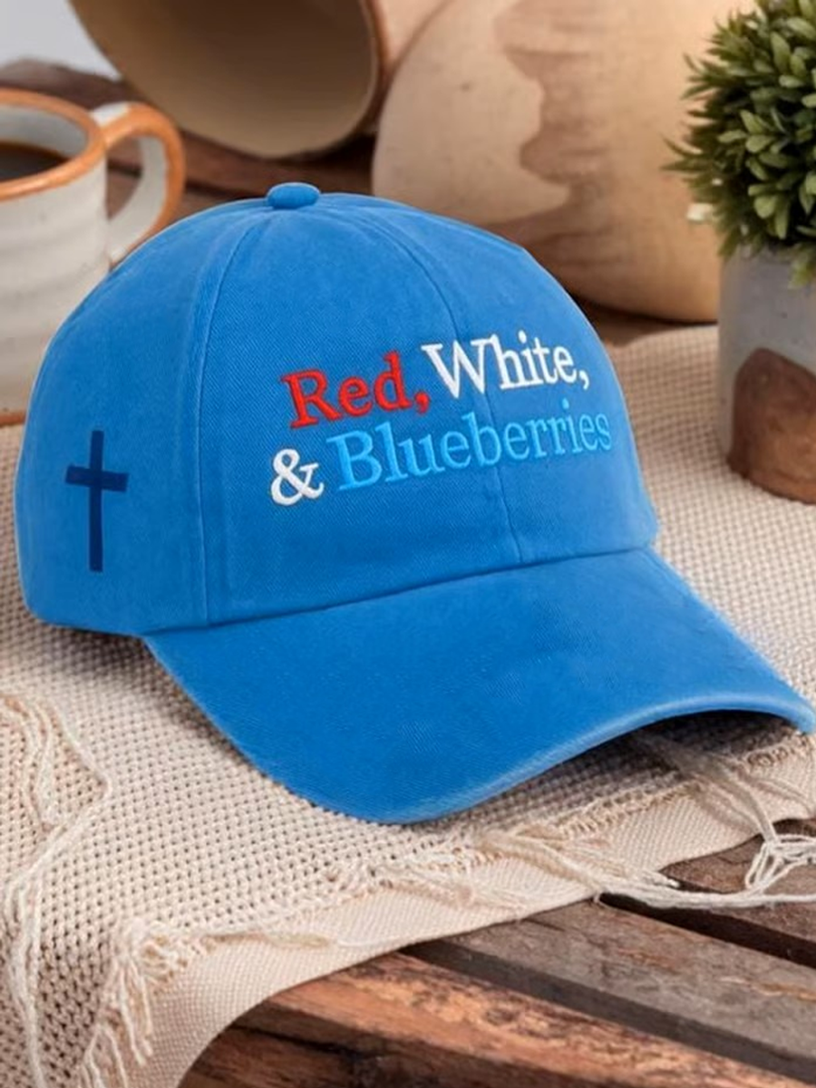 Unisex Red White And Blueberries Printed Design Print Hat